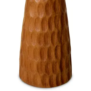Tall Wooden Table Lamp with Textured Base and Cylindrical Fabric Shade -Luxury Table Lamp Detail View by Luxury Group International