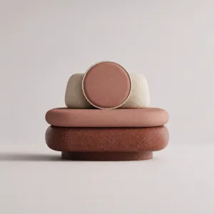 Terracotta Red Luxury Outdoor Lounge Chair with Round Cushion - Outdoor Furniture Front View by Luxury Group International