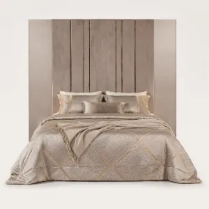 Luxury Champagne Beige Bed with Tall Panelled Headboard - Luxury Hotel Furniture by Luxury Group International