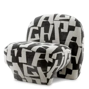 Luxury Black and White Geometric Fabric Designer Armchair - Luxury Armchair by Luxury Group International