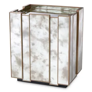 Luxury White and Antique Gold Mirrored Nightstand - Bedside Table - Luxury Bedroom Furniture by Luxury Group International