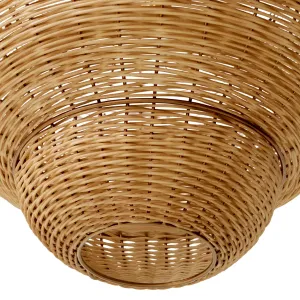 Woven Rattan Pendant Light with Sculptural Layered Shade - Luxury Ceiling Light Detail View by Luxury Group International