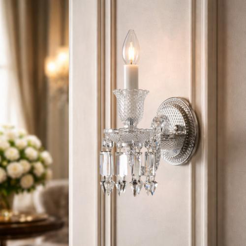 Lampada da Parete di Lusso con Candela in Vetro di Cristallo a 1 Luce di Luxury Group International