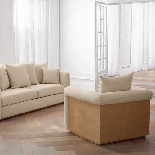 Luxury Natural Oak Veneer Sophisticated Fabric Chair by Luxury Group International