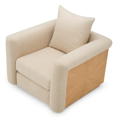 Luxury Natural Oak Veneer Sophisticated Fabric Chair by Luxury Group International