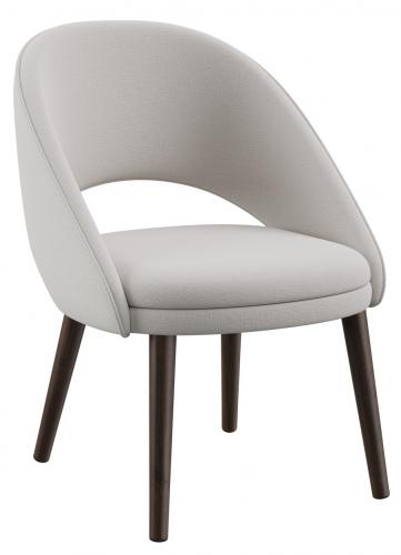 Luxury Upholstered Low Dining Chair – Modern Walnut Base