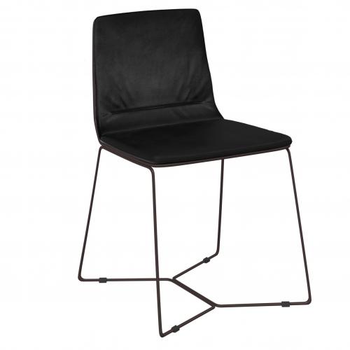 Luxury Grey Fabric Side Chair with Metal Base by Luxury Group International