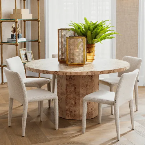   Exclusive Royale Wooden Dining Table – Premium Burl Finish | Luxury Dining Tables Collections