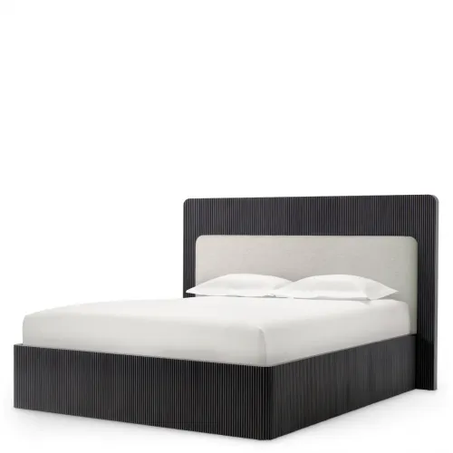   Elegant Royale Bed Frame – Charcoal Grey Finish with Natural Accents | Bedroom Furniture Collections