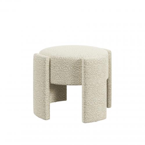 Cream  Ardell Accent Stool with Textured Fabric Upholstery | Bar Counters & Bar Stools Collections