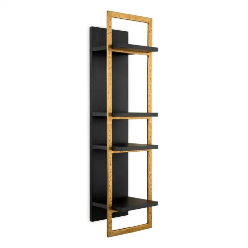 Wall Cabinet – Charcoal Grey Oak & Brushed Brass Elegance