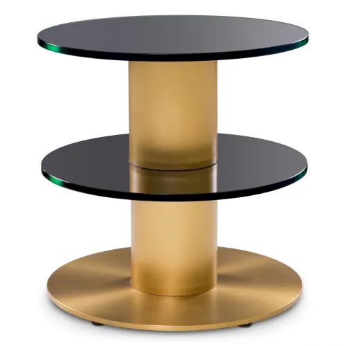   Royale Side Table – Brushed Brass & Obsidian Glass Masterpiece | Side Tables Collections