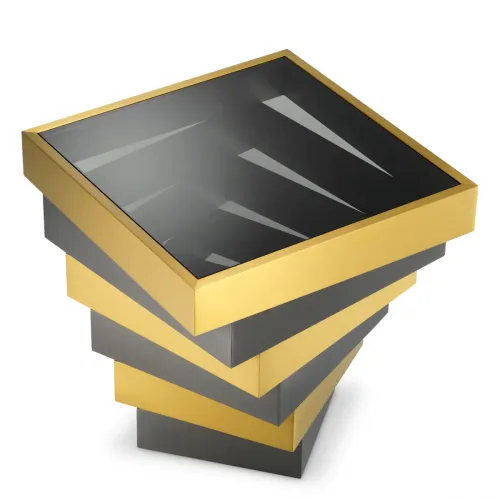   Royale Side Table – Brushed Brass, Bronze & Smoked Glass Elegance | Side Tables Collections