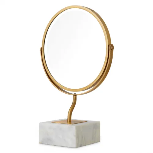   Valencia Marble Table Mirror  Brass & White Grandeur | Mirrors Collections
