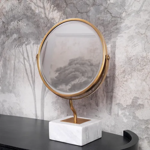   Valencia Marble Table Mirror  Brass & White Grandeur | Mirrors Collections