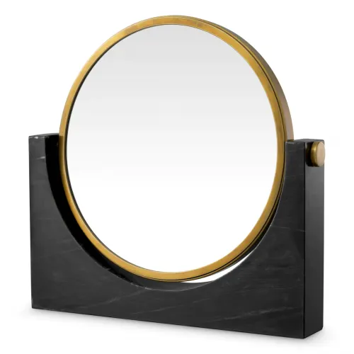   Noir Marble Table Mirror – Vintage Brass Elegance | Mirrors Collections