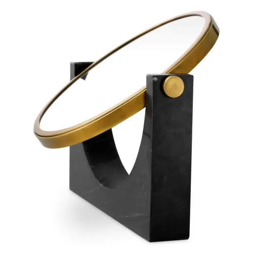   Noir Marble Table Mirror – Vintage Brass Elegance | Mirrors Collections