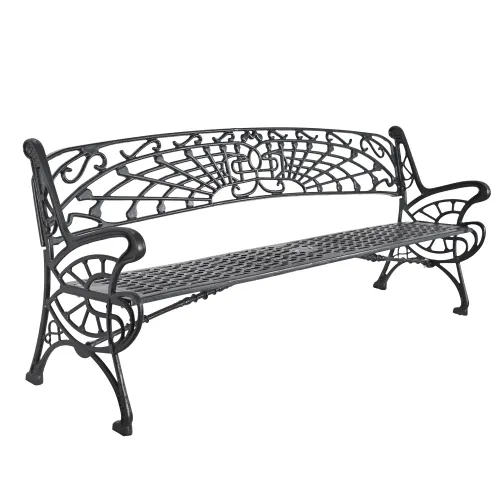   San Francisco Cast Iron Bench – Grey Powder Finish | Outdoor Seating Groups Collections