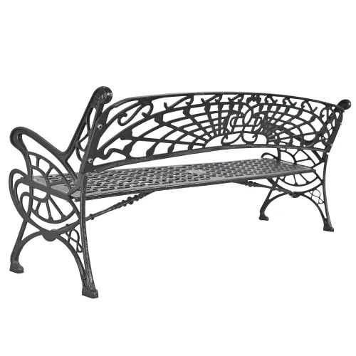   San Francisco Cast Iron Bench – Grey Powder Finish | Outdoor Seating Groups Collections