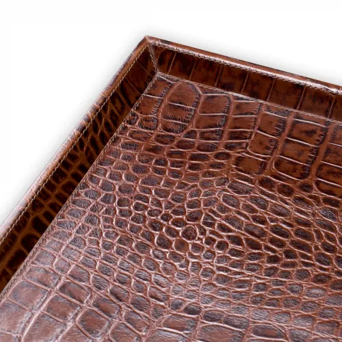 S, Brown  Imperial Desk Tray Set Antique Brown Leather Elegance (Set of 2) | Luxury Home Accessories Collections