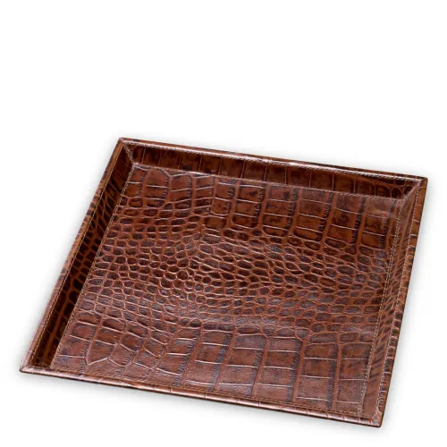 S, Brown  Imperial Desk Tray Set Antique Brown Leather Elegance (Set of 2) | Luxury Home Accessories Collections