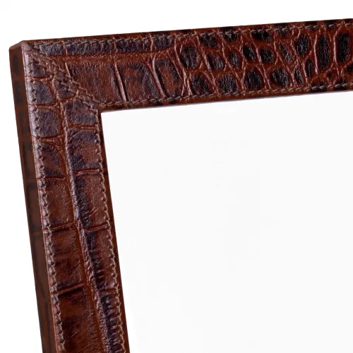 Brown  Aurum Heritage Leather Picture Frame Duo Croco Embossed Finish | Luxury Home Accessories Collections
