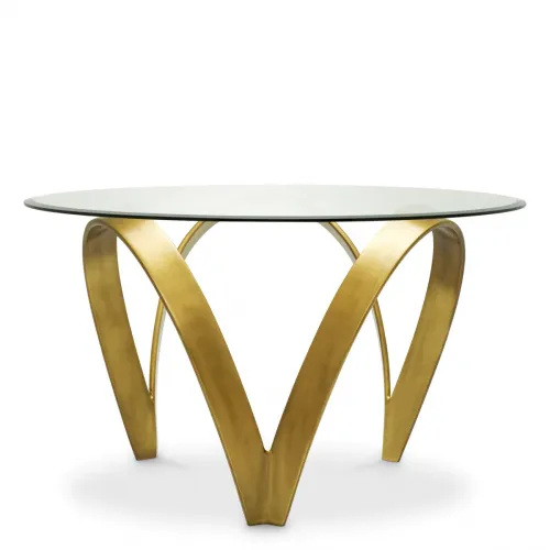   Premium Dining Table Vintage Brass & Bevelled Glass Elegance | Dining Tables Collections