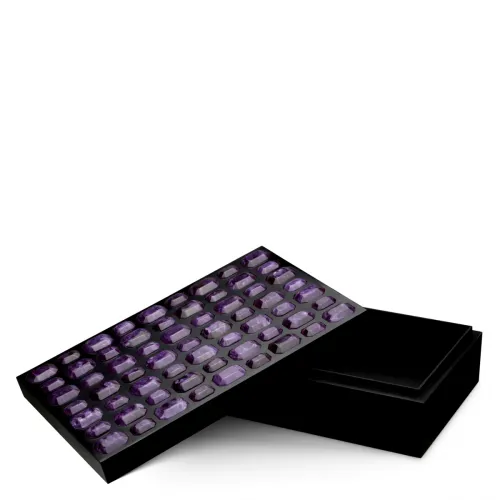 Purple  Royal Amethyst Decorative Box  Black Finish & Faux Amethyst Lid | Luxury Home Accessories Collections