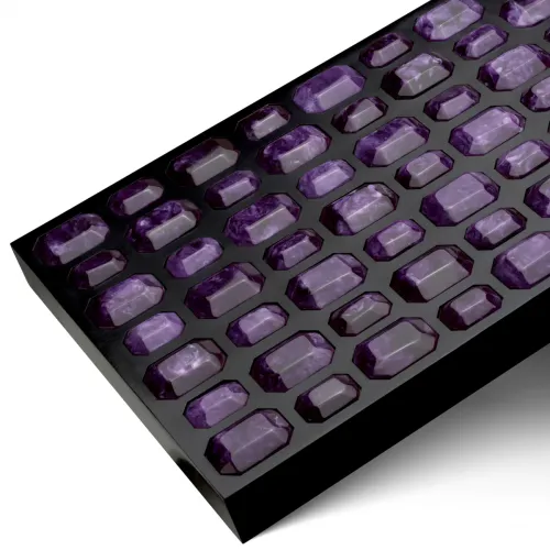 Purple  Royal Amethyst Decorative Box  Black Finish & Faux Amethyst Lid | Luxury Home Accessories Collections