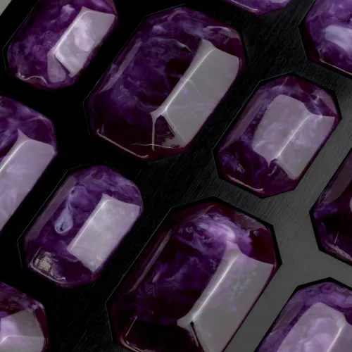 Purple  Royal Amethyst Decorative Box  Black Finish & Faux Amethyst Lid | Luxury Home Accessories Collections