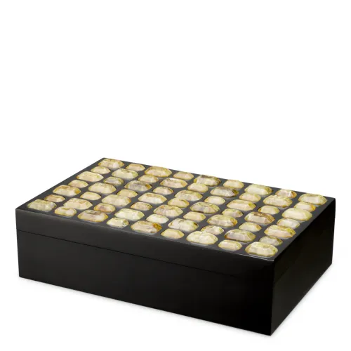Yellow  Royal Amethyst Decorative Box  Black Finish & Faux Amethyst Lid | Luxury Home Accessories Collections