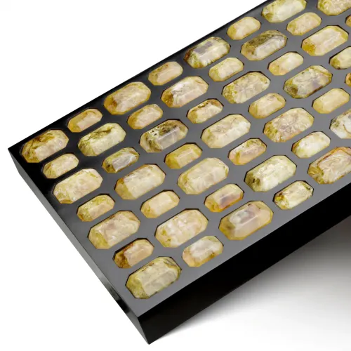 Yellow  Royal Amethyst Decorative Box  Black Finish & Faux Amethyst Lid | Luxury Home Accessories Collections