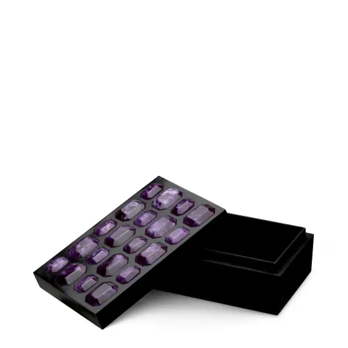 Purple  Regal Noir Box  Black Base & Faux Amethyst Lid | Luxury Home Accessories Collections