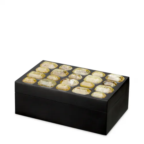 Yellow  Regal Noir Box  Black Base & Faux Amethyst Lid | Luxury Home Accessories Collections