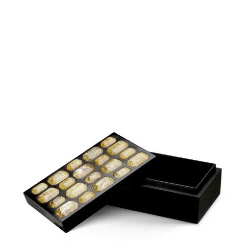 Yellow  Regal Noir Box  Black Base & Faux Amethyst Lid | Luxury Home Accessories Collections