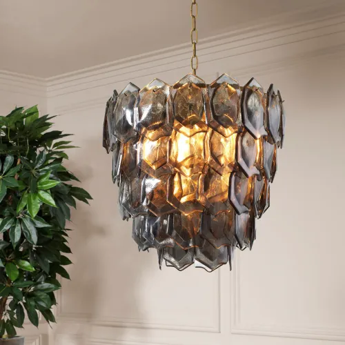 Grey  Royal Chandelier Vintage Brass & Clear Glass Elegance | Chandeliers Collections