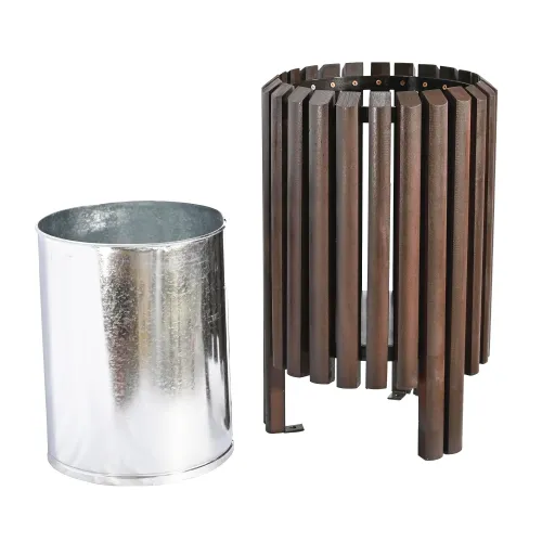   Verona Outdoor Bin – 50L Tropical Wood & Steel Edition | Luxury Outdoor Accessories Collections