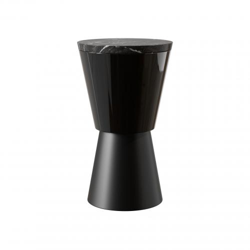 Monaro Side Table – Black Iron Base & Marble Top