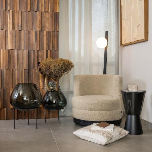 Monaro Side Table – Black Iron Base & Marble Top by Luxury Group International