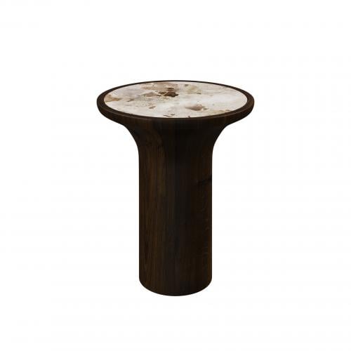 Caldera Side Table – Mango Wood Base & Marble Top