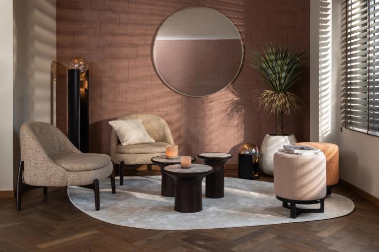Caldera Side Table – Mango Wood Base & Marble Top by Luxury Group International