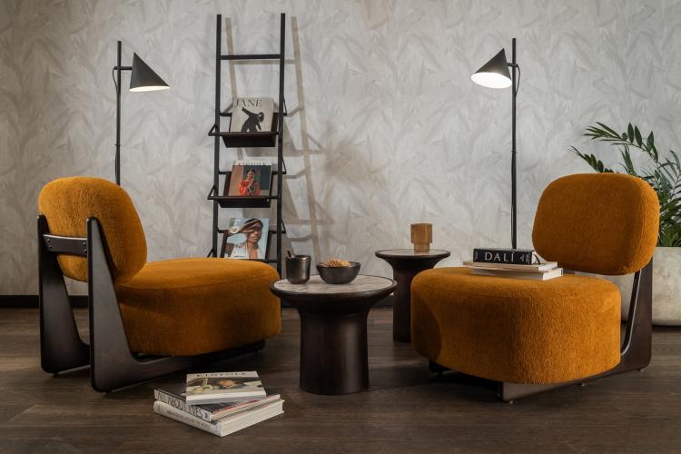 Caldera Side Table – Mango Wood Base & Marble Top by Luxury Group International