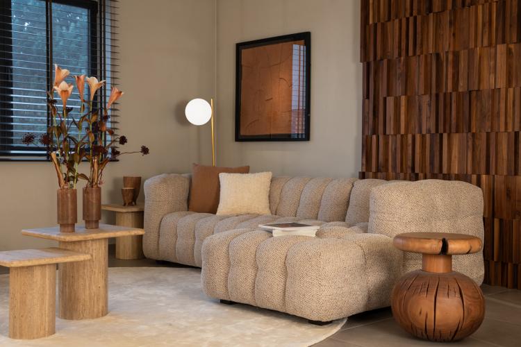 Tavora Side Table – Travertine Marble Beige Finish by Luxury Group International