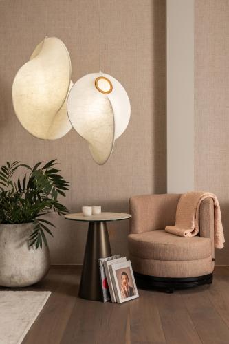 Serava Side Table – Diamond Cream Ceramic Top by Luxury Group International