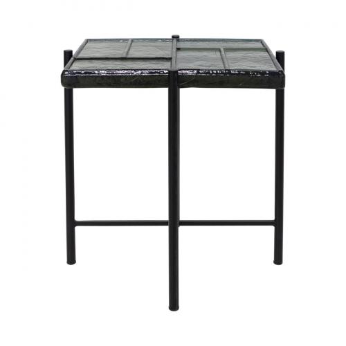 Varello Side Table – Cast Glass Top & Black Frame by Luxury Group International