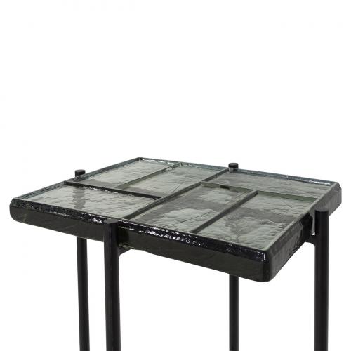 Varello Side Table – Cast Glass Top & Black Frame by Luxury Group International