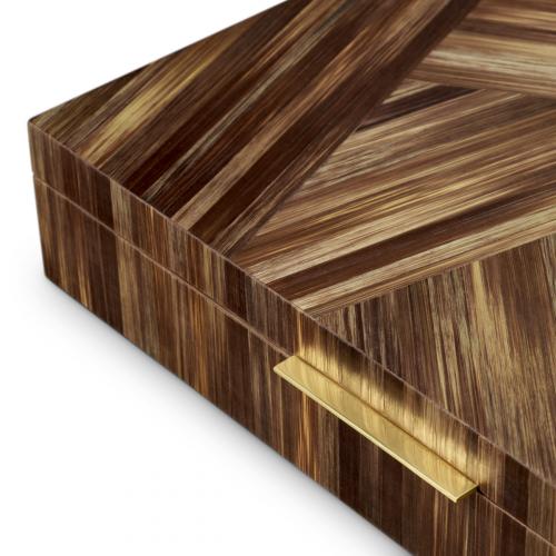 Marvella Decorative Box – Brown Straw Marquetry by Luxury Group International