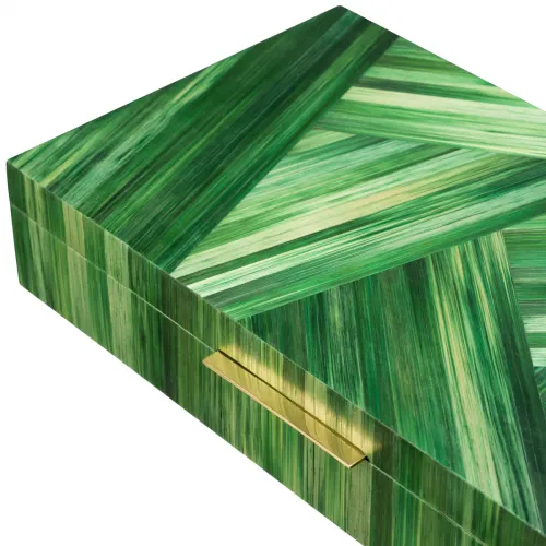 Marvella Decorative Box – Brown Straw Marquetry by Luxury Group International