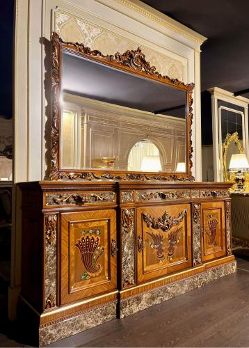 Majestic Premium Dressing Table – Walnut Finish with Gold-Patinated Detailing