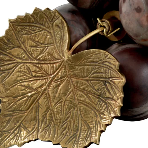 Elegant Vintage Grapes Marble Object – Brass Leaf Decor Accent by Luxury Group International